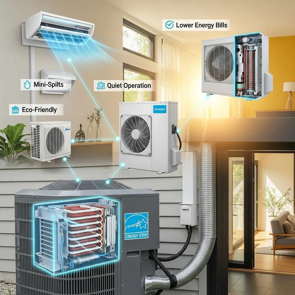 HVAC System Installation for New Residential & Commercial Builds 1 Energy-efficient HVAC solutions including central air conditioning, ductless systems, and heat pumps